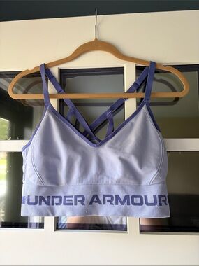 Under Armour Lavender-Trim Light Blue Seamless Sports Bralette